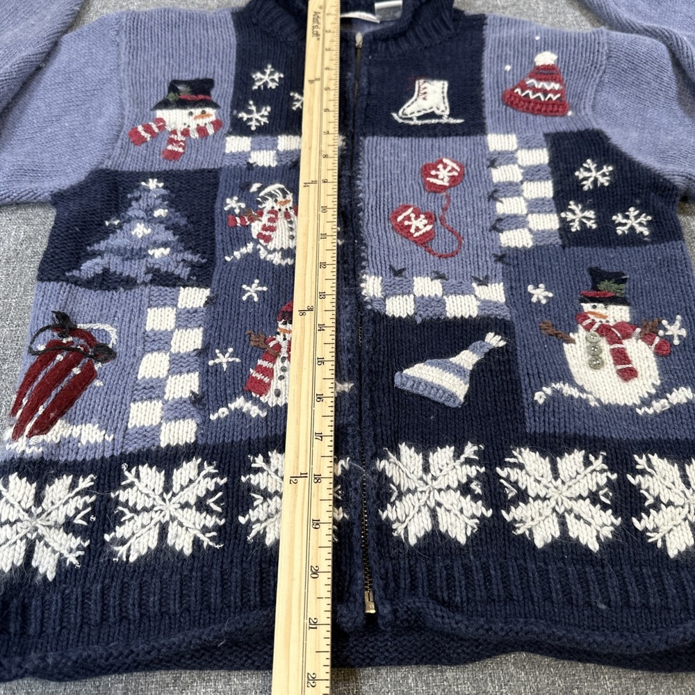Vintage Croft & Barrow Petite PM Christmas Sweater Zip Cardigan Angora Wool - Picture 4 of 5